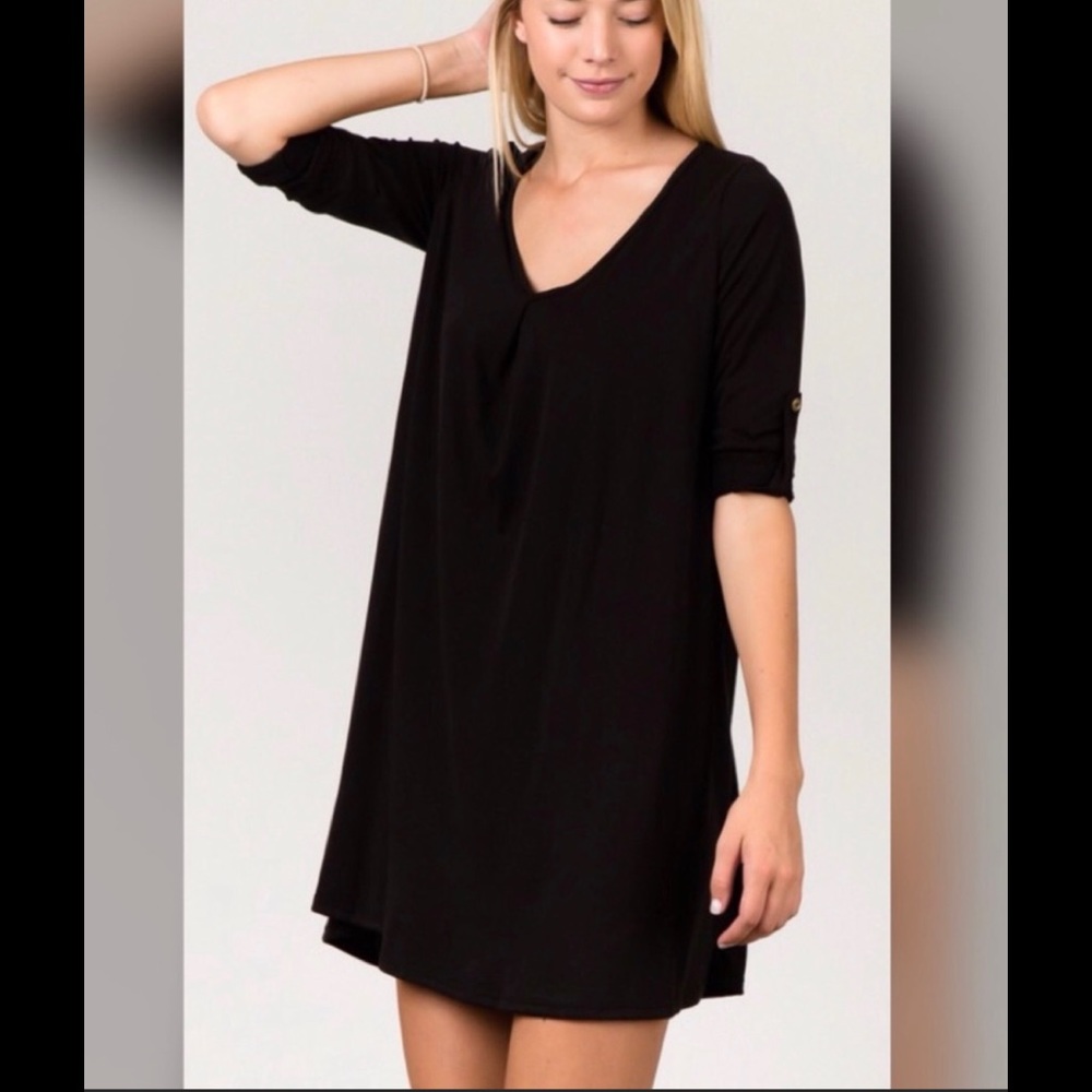 Black Thigh High Loose Fit Dress